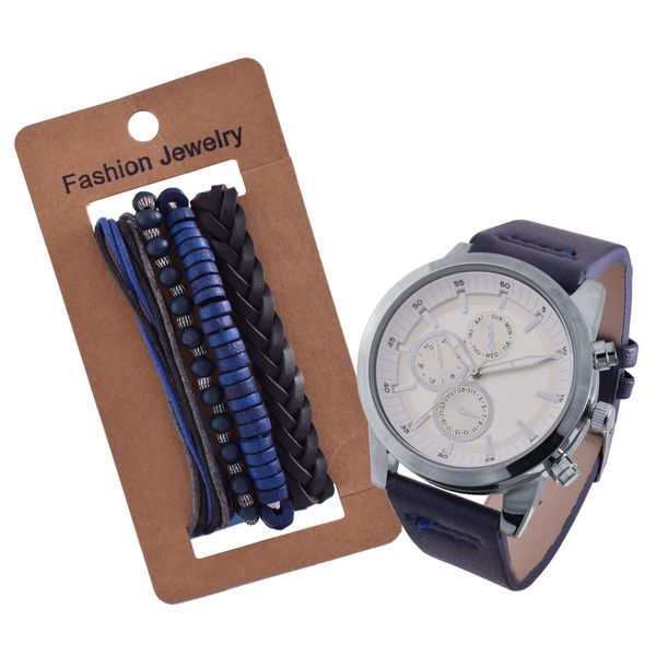 Digitime Gents Sporty PU Watch &amp; Bracelet Set