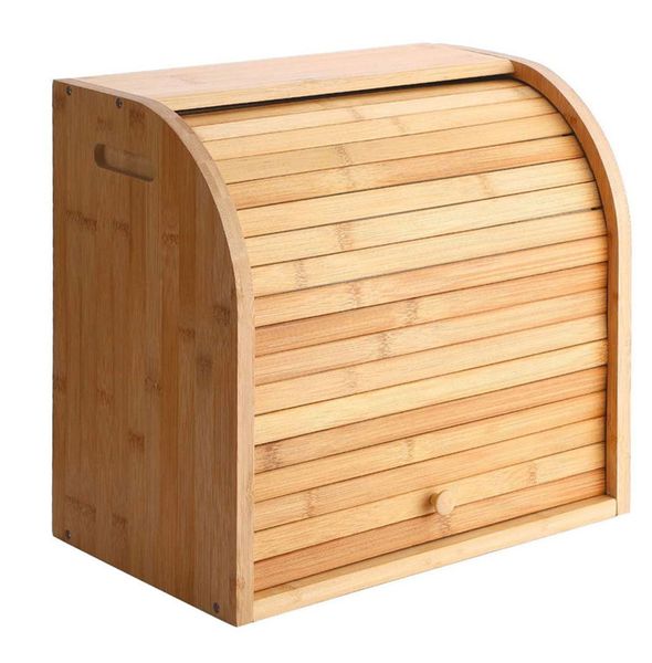 Bamboomill - 2-Layer Bamboo Bread Storage Bin Box with Removable Layer