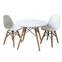 Round Table Set With 2 Chairs White