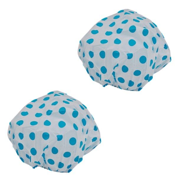 Blue Polka Dot Twinpack Shower Cap