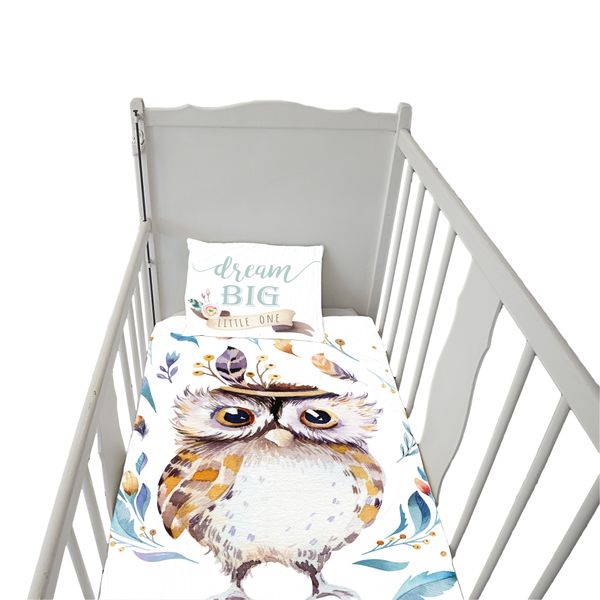 White Baby Owl Cot Duvet Set