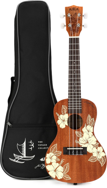 KALA Hibiscus Mahogany Concert Ukulele with Bag