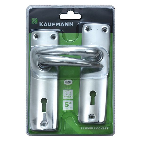 Kaufmann Lockset 2 Lever Sabs Lock + Chrome Plated Handle - Bulk Pack of 2