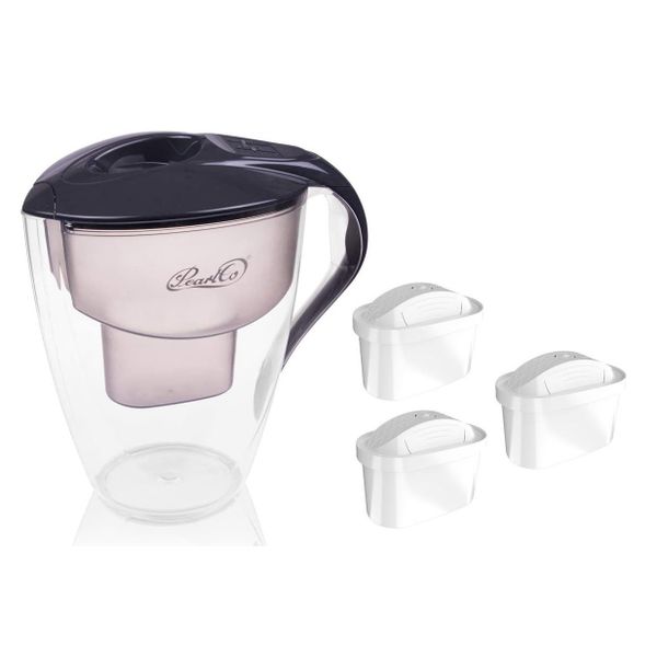 PearlCo - Water Filter Jug- Family Size with LED + 3 Unimax Cartridges- 4Ltr