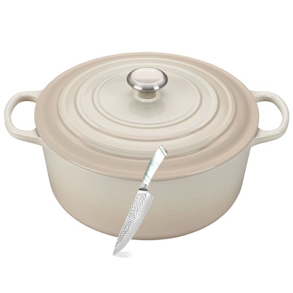Casserole Cast Iron Pots with Kitchen Utility Knife - Set of 2