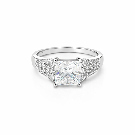 925 Sterling Silver Princess Cut Solitaire Ring - Size N Image