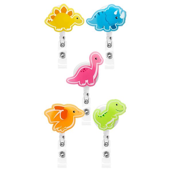 Dinosaur Badge Reels 5PCS Glowing in the Dark Nurse ID Badge Holder