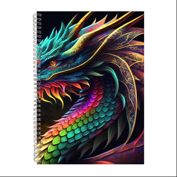 Colorful Dragon Dark Background Gift Idea A4 Notepad 209