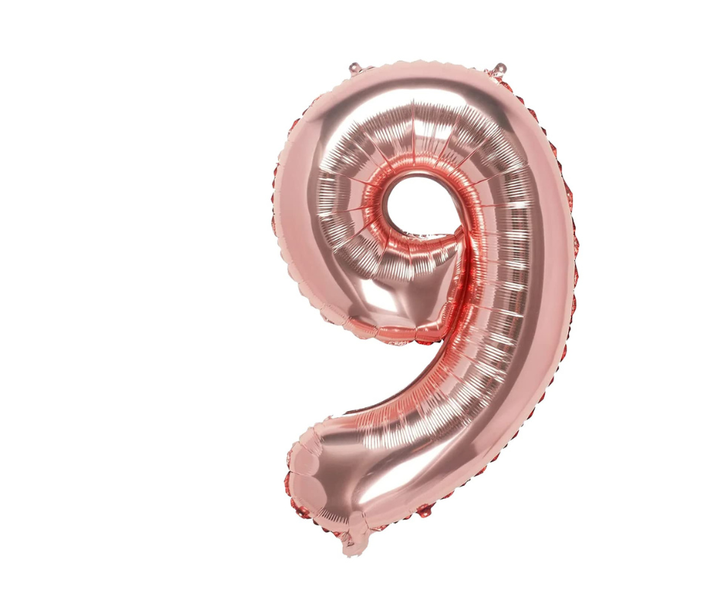 Rose Gold Number 9 Foil Balloon 40 Inch/101cm Helium Kids Adult Party Decor