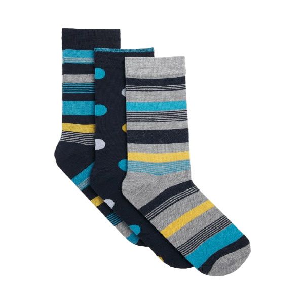 Secret Shield Men's Navy/Blue 3 Pack Formal Socks