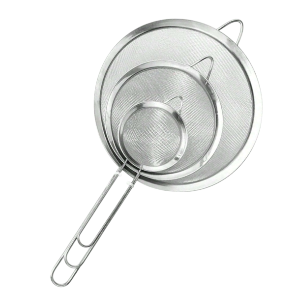 3 Piece Stainless Steel Fine Mesh Strainers With Handles - Silver