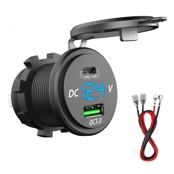 Dual Charger with PD Type C and USB QC3.0 - 23.7 Inches Wire