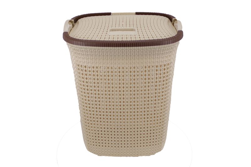two Tone PVC Mesh Weave Laundry Basket with Push-2-Lock Lid