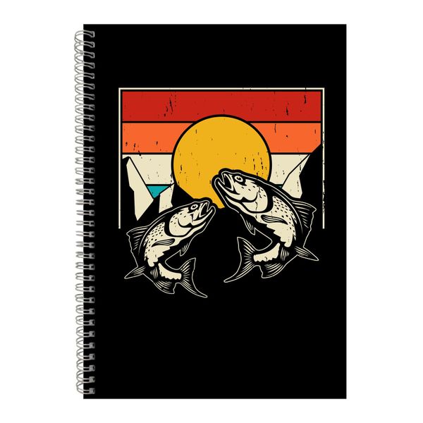 2 Trout A4 Notebook Spiral and Lined Fishing Lover Graphic Notepad Gift 196