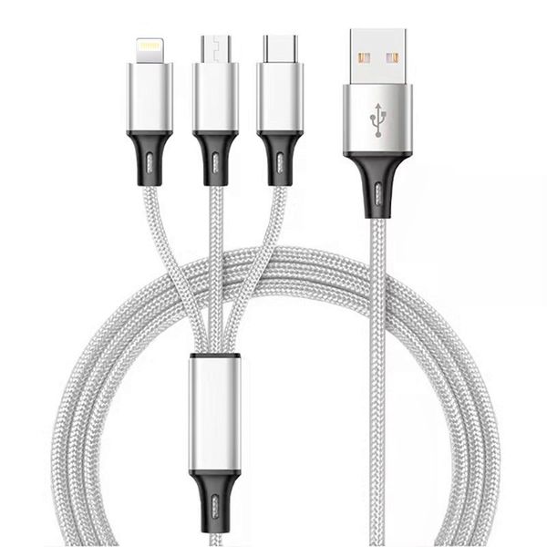(SI-CAB-118) 3-in-1 USB Charging Cable for iOS/Androld/Type-C - Silver