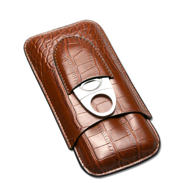 The Portable Cigar Box Can Hold 3 Crocodile-Patterned Cigars