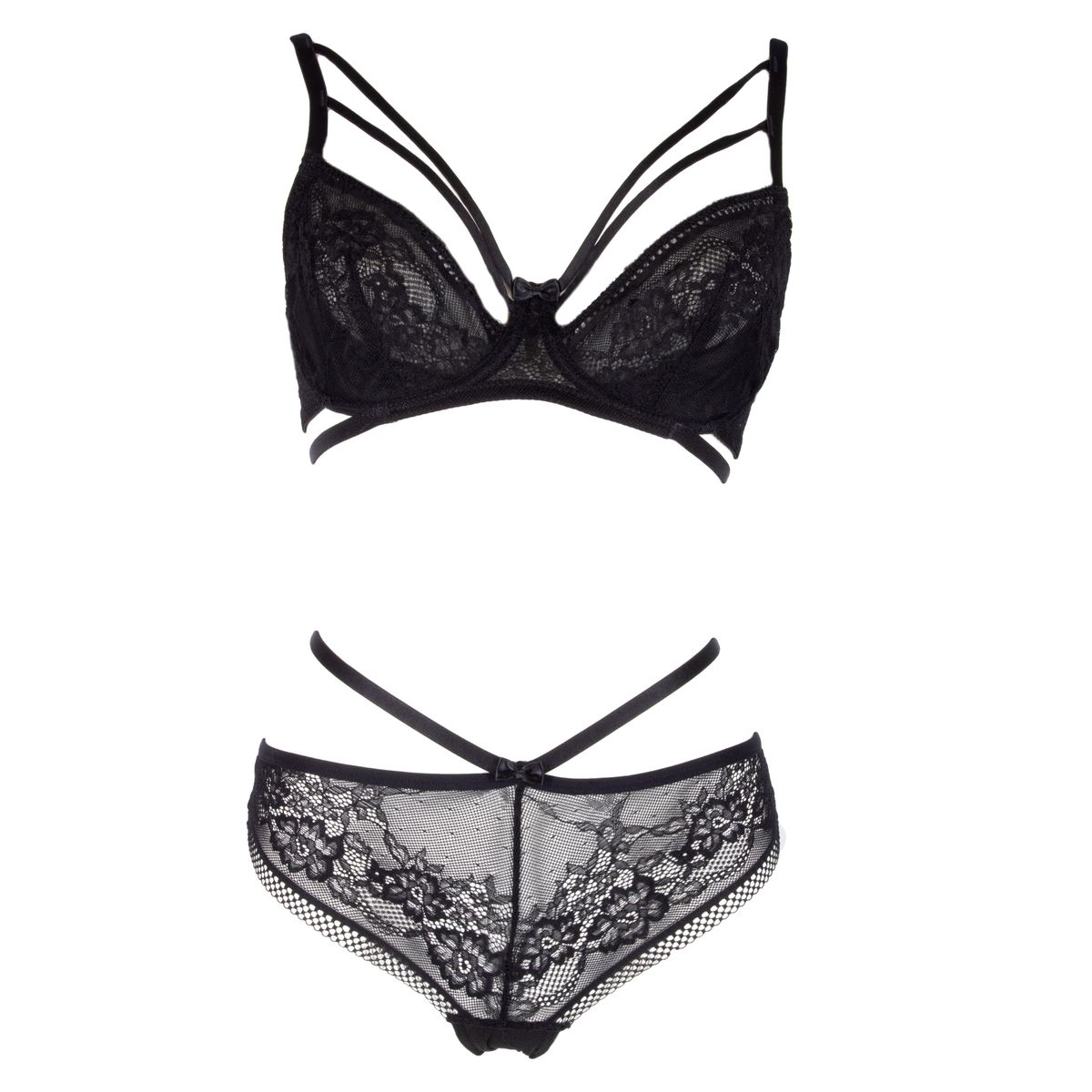 Strappy Bralette and Panty Lingerie Set - Black | Buy Online in South ...