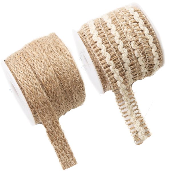 Home Decor 2pcs Multi-Use Burlap Ribbon Jute Fabric Rolls - 2-Piece - 2 Metre - Pro