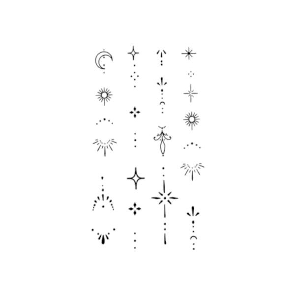 Galaxy &amp; Gemometric Pattern Temporary Tattoo Stickers - Black