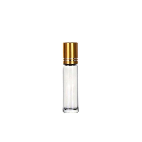12-Pack 10ml Glass Roller Bottles - Refillable - Silver/Gold Caps