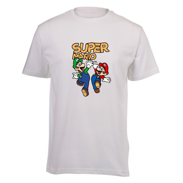 Kids White Short Sleeve T-shirt - Super Mario Jump