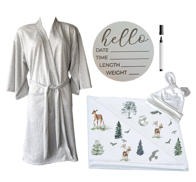 Hospital Set-Mom&amp;Me-Summer-Gown, Swaddle &amp; Birth Ann-Grey-Forest