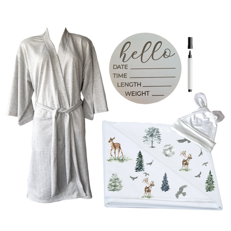 Mom And Me Hospital Set Gown Swaddle Milestone Board Forest