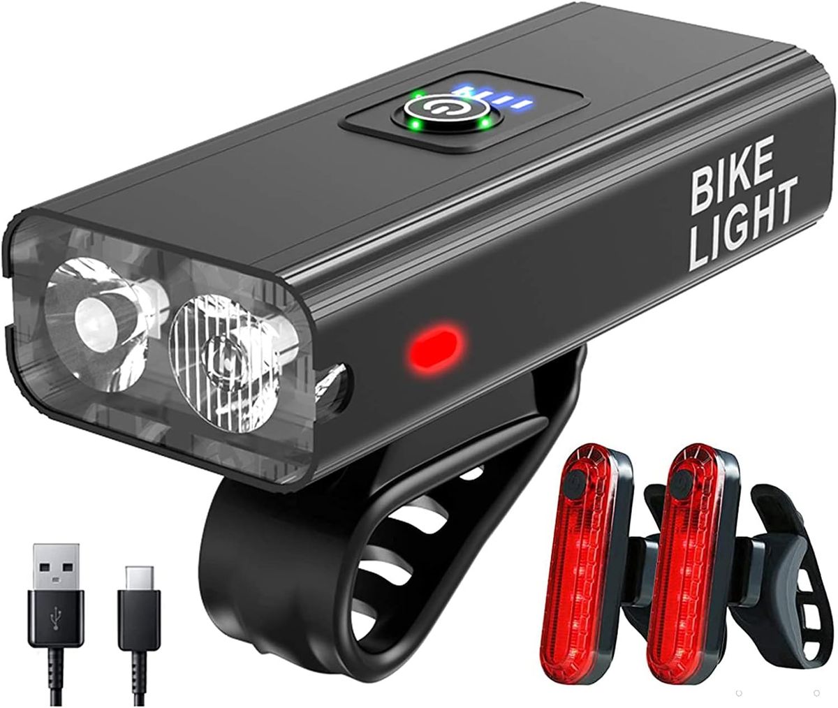 Bicycle Light Set - Front & Rear, 6 Modes 1000-lumen front light