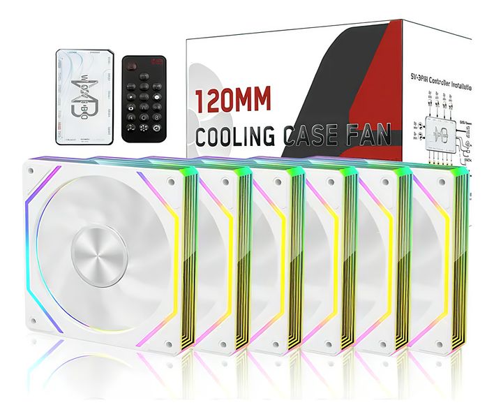 120mm RGB Lighted Cooling System with 6 Fans and Controller Kit