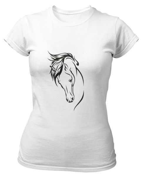 PepperSt Ladies White T-Shirt - Black and White Horse