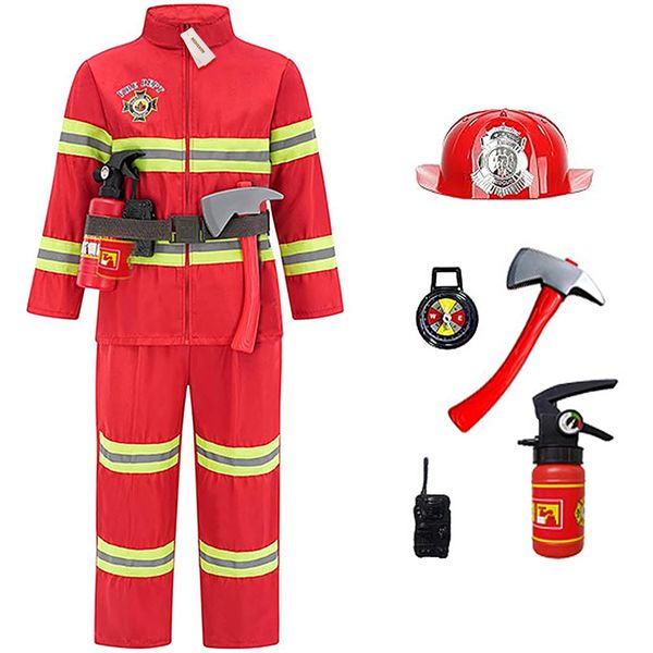Redisson Fireman Costume For Kids Fire Chief Cosplay Role Play Toys