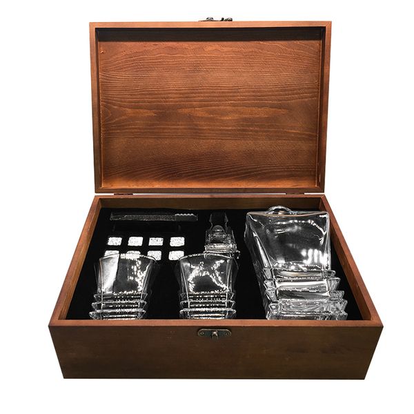Wooden vintage whiskey glass set Marble ice cube