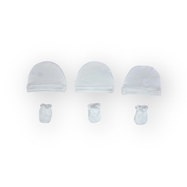 Mothers Choice Baby Basic Hat &amp; Mitten Set - Cotton Set White