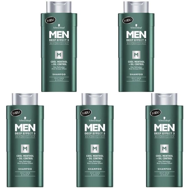 Schwarzkopf Men Deep Effect 3 Cool Menthol Plus Oil Control Shampoo -2 x 250ml