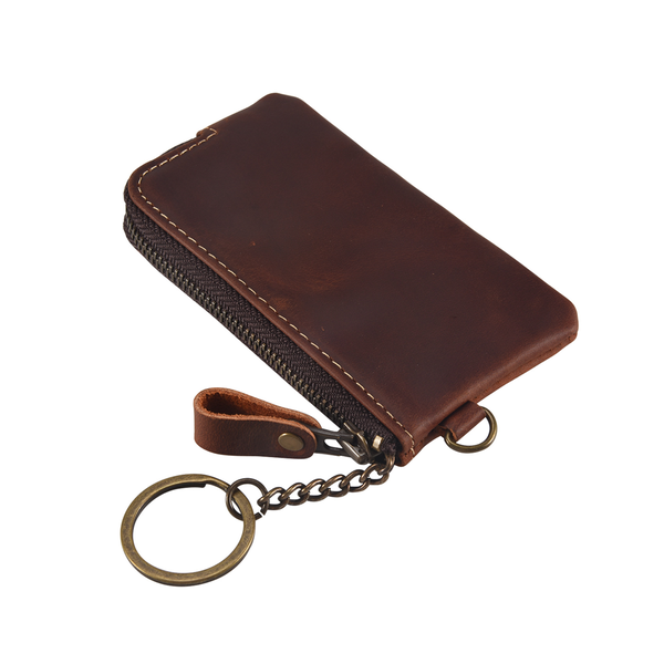 Genuine Leather Men Key Wallet,Zipper Holder,Keychain Coin Purse