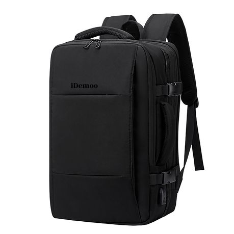 iDemoo OSLO Expandable 16 Inch Laptop Backpack with USB Charging - BLACK Image