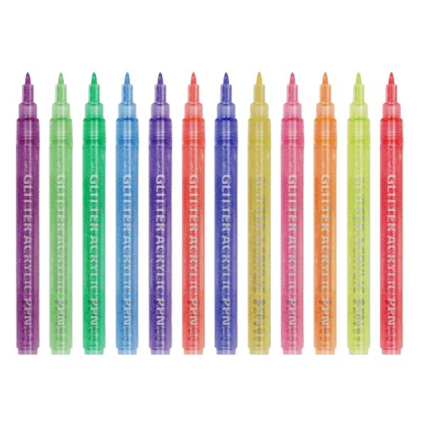 12 Color Glitter Acrylic Pen Set