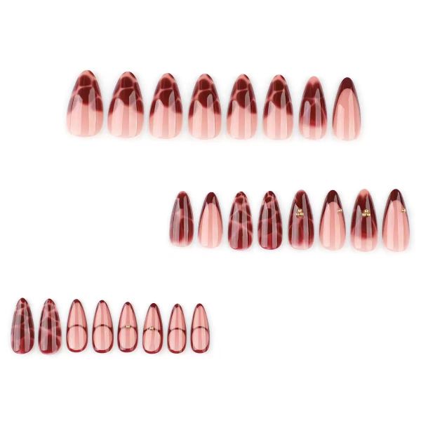 French Style RedPetal Minimalist Nail Art With Artificial Nail Stickers