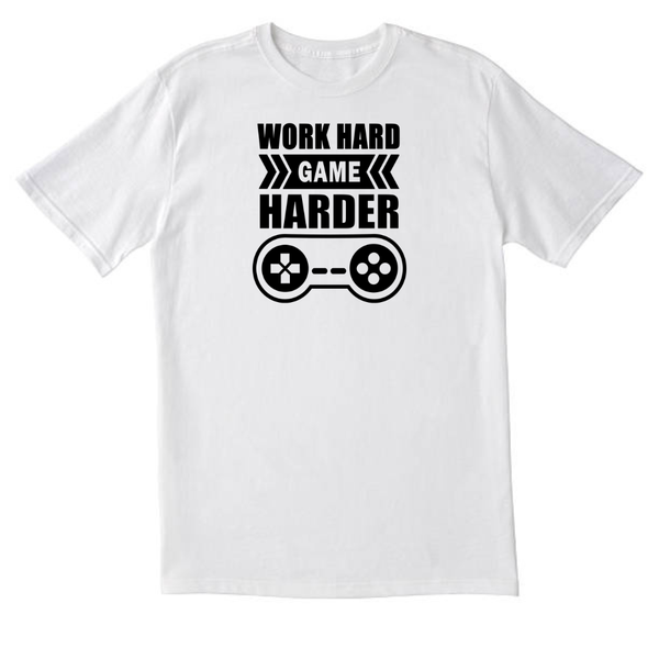 Work Hard Game Harder n1 White T-shirt