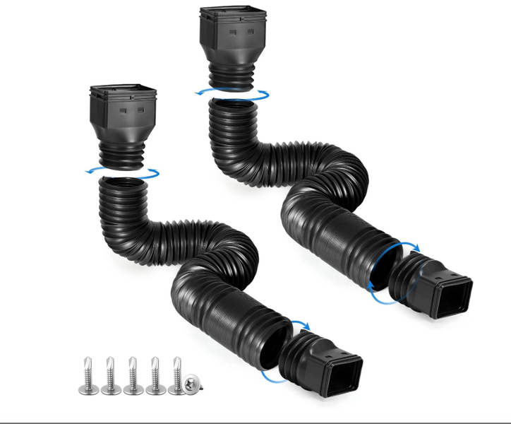 2-Pack Rain Gutter Downspout Extensions Flexible, Drain Downspout Extender