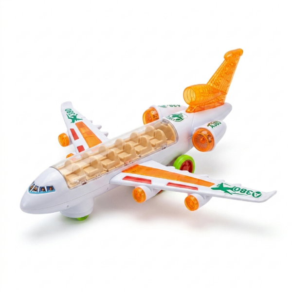 Florid Plane A380 Toy Airplane | Transparent Body with LED Lights Ages 3+