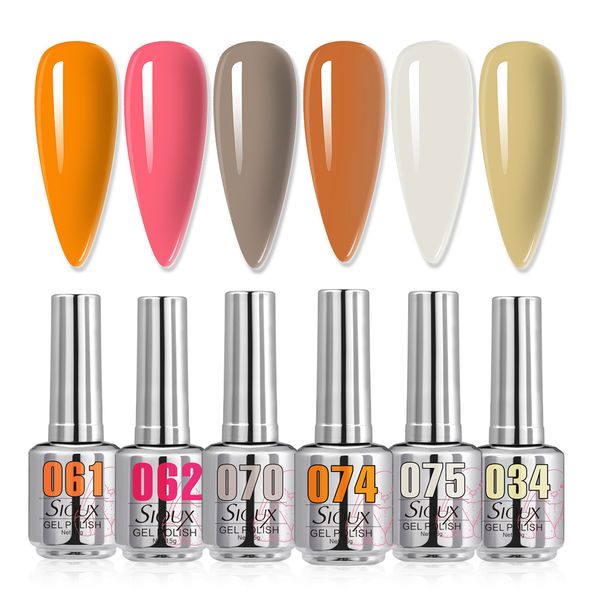 Sioux Sunset Glow Gel Polish Collection - 6 Pcs (15ml Each)