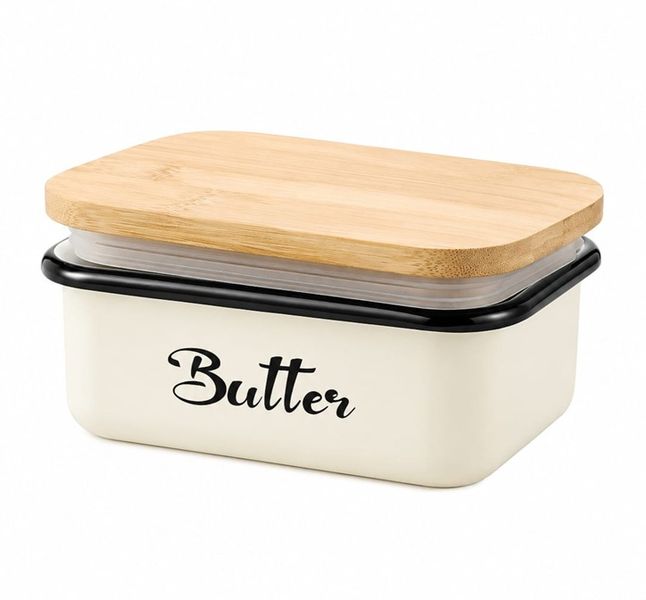 Farmhouse Butter Dish with Bamboo Lid