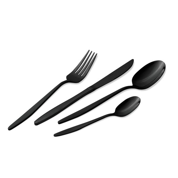 Berlinger Haus 24-Piece Stainless Steel Cutlery Set - Black Mirror