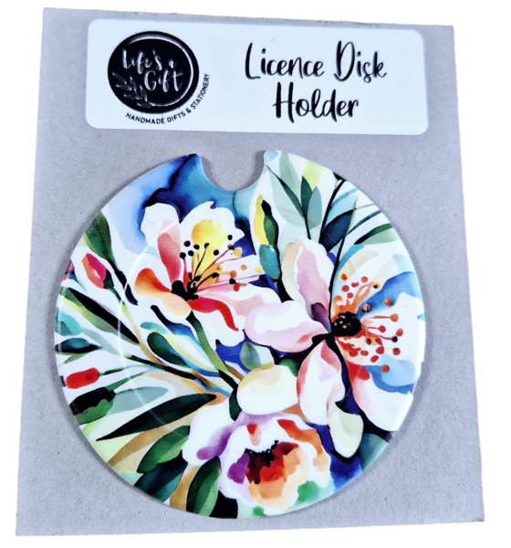 Licence Disk Holder - Colourful Open Flowers