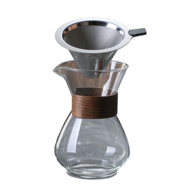 Pour Over Coffee Maker with Filter Cup, Borosilicate Glass Coffee Carafe