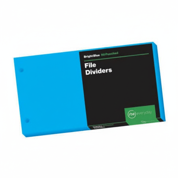 RBE Bright Blue File Dividers - 50 Durable Letter-Sized Dividers