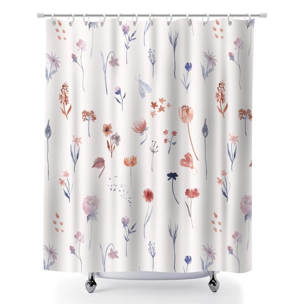 Tropical Floral Bath Curtain Set, Bathtub Curtain for Bathroom Remodel