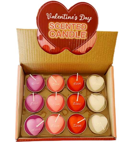 Set of 12 Heart Candles with 4 Colors in Gift Package Box-Christmas Gift