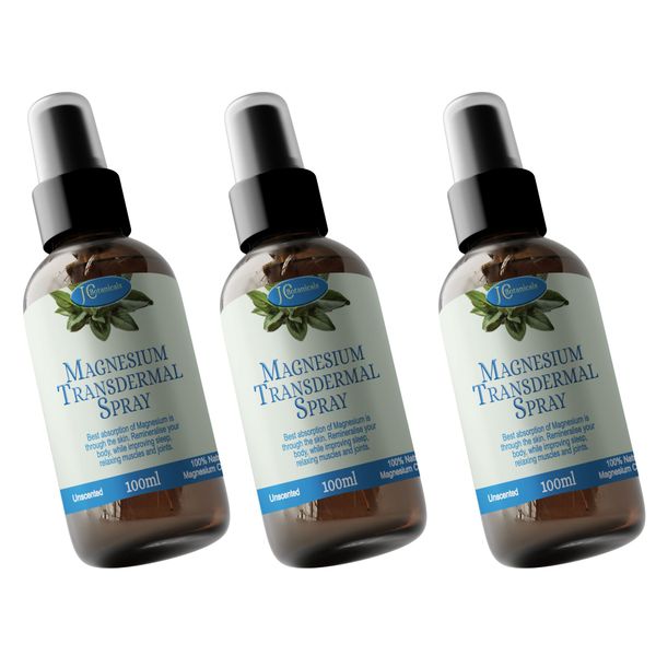 JC Botanicals Magnesium Topical Spray Supplement 3 x100ml
